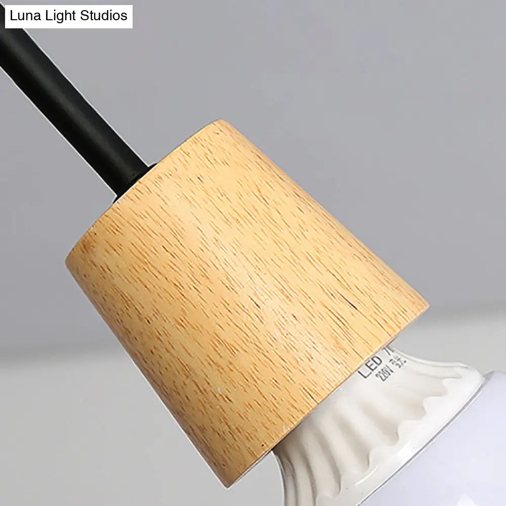Loft Style Metal Ceiling Light With Open Bulb & Twisted Arm – 3/5 Lights Wood Accent Perfect For