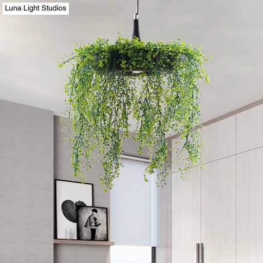 Loft Style Metal Pendant Lighting With Donut Design | 1-Bulb Hanging Ceiling Light For Balcony