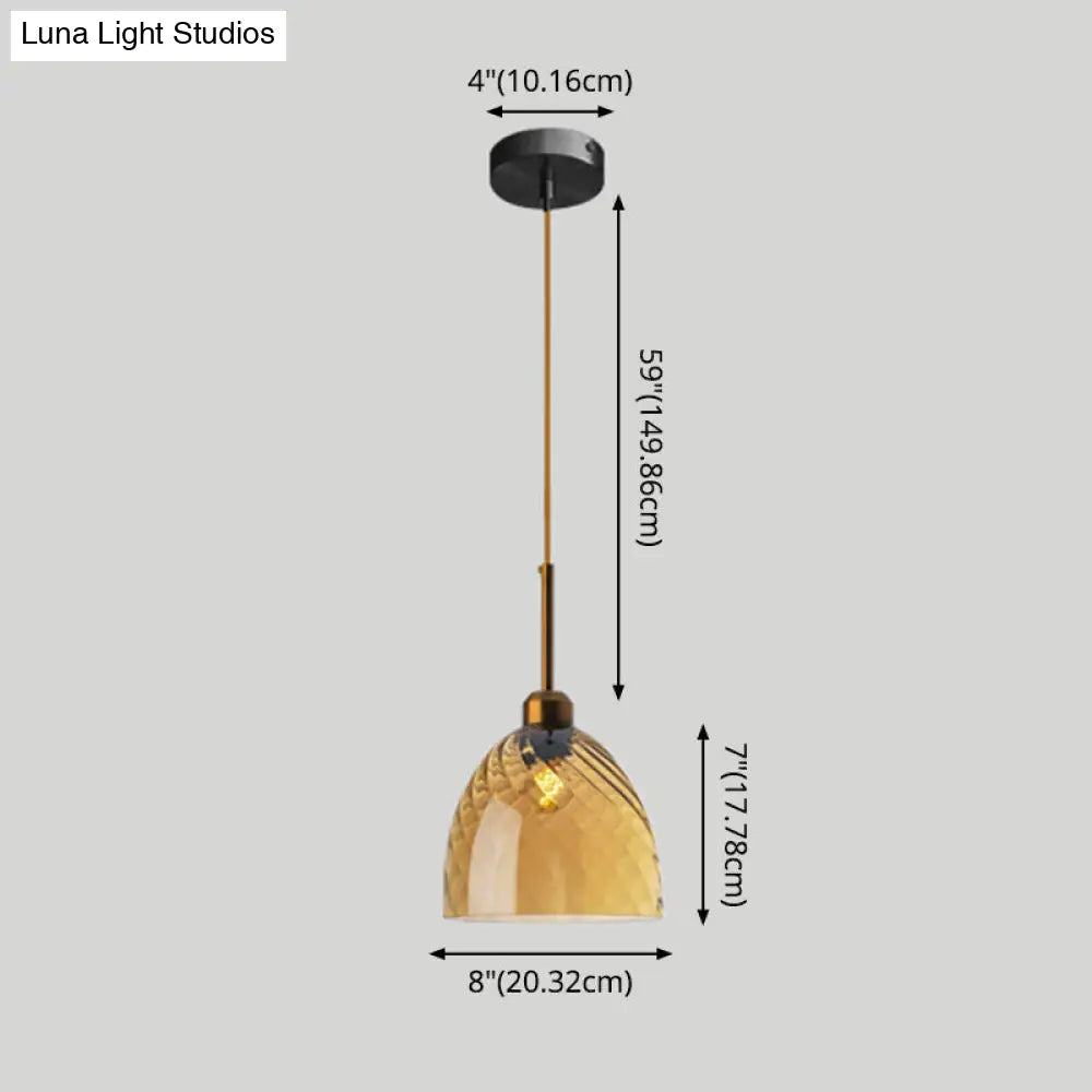 Loft Style Twisted Glass Hanging Lamp - 1 Bulb Dining Room Ceiling Light Fixture