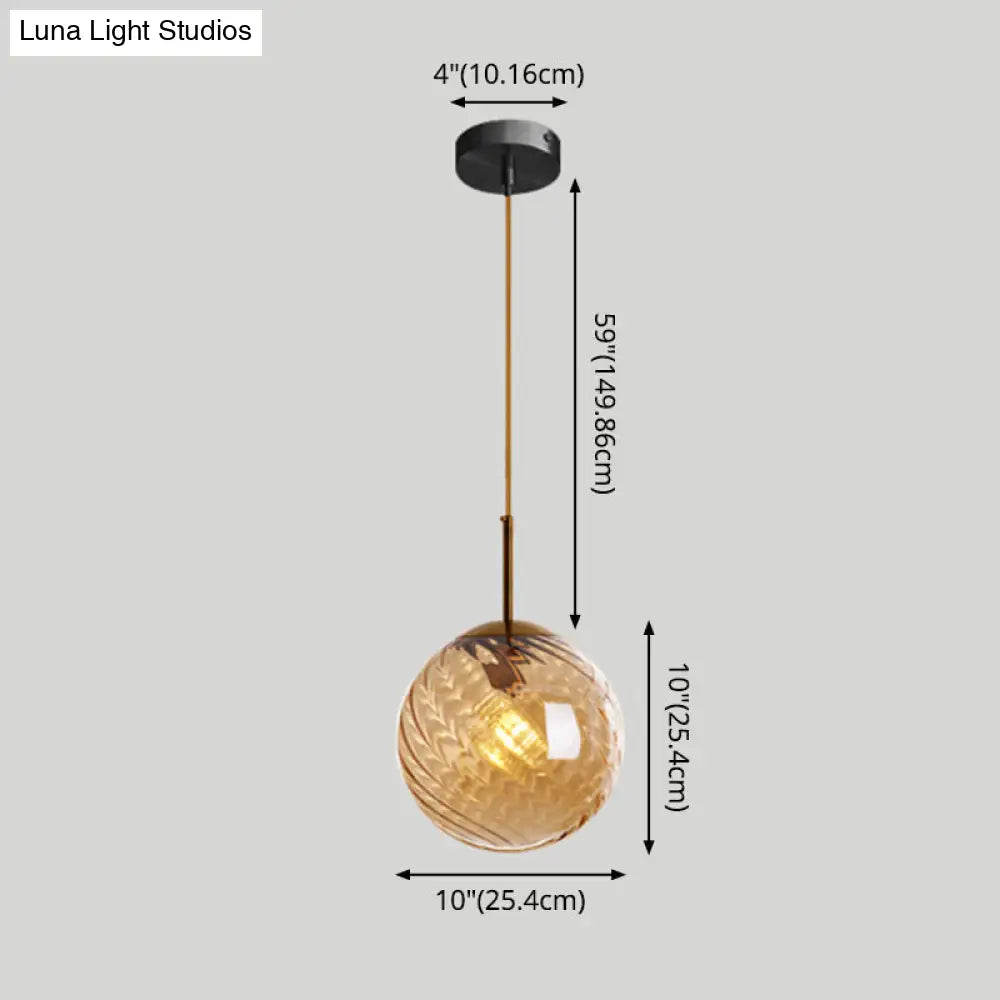 Loft Style Twisted Glass Hanging Lamp - 1 Bulb Dining Room Ceiling Light Fixture