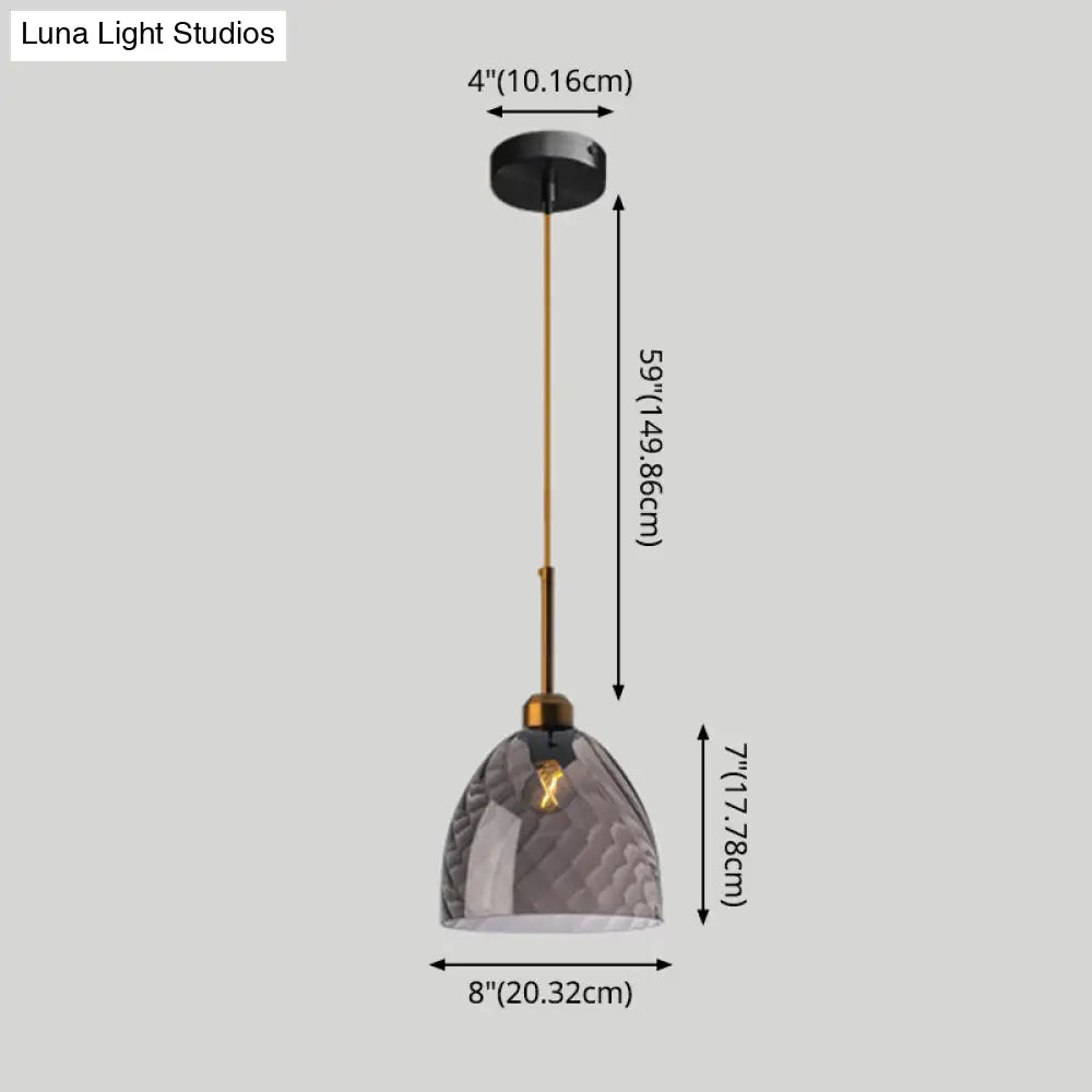 Loft Style Twisted Glass Hanging Lamp: Round Ceiling Light Fixture With 1 Bulb For Dining Room