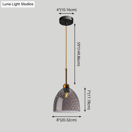 Loft Style Twisted Glass Hanging Lamp: Round Ceiling Light Fixture With 1 Bulb For Dining Room