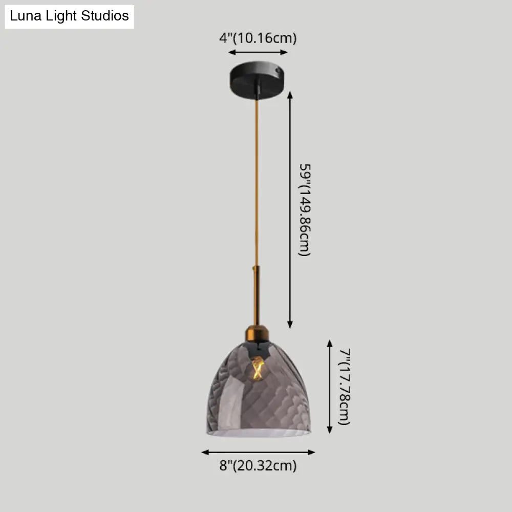Loft Style Twisted Glass Hanging Lamp - 1 Bulb Dining Room Ceiling Light Fixture