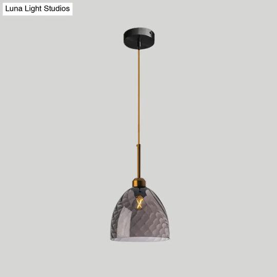 Loft Style Twisted Glass Hanging Lamp - 1 Bulb Dining Room Ceiling Light Fixture Smoke Gray / Bell