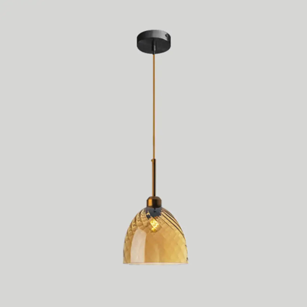 Loft Style Twisted Glass Hanging Lamp: Round Ceiling Light Fixture With 1 Bulb For Dining Room