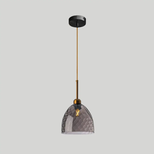 Loft Style Twisted Glass Hanging Lamp: Round Ceiling Light Fixture With 1 Bulb For Dining Room