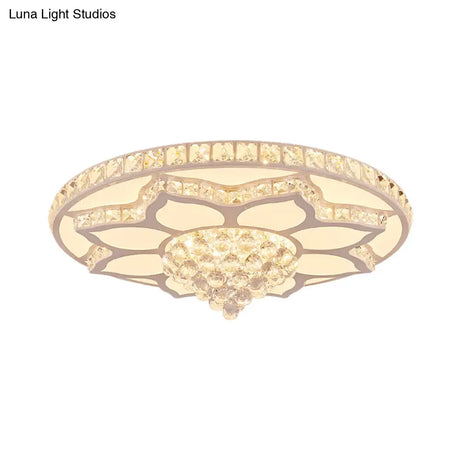 Lotus Crystal Led Flush Mount Ceiling Light - 19.5’/23.5’ Wide Modern Cut Crystals Warm/White