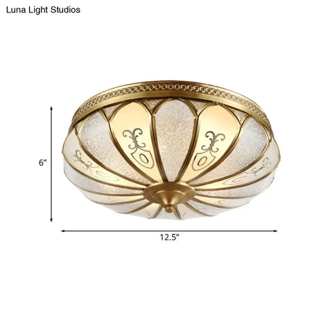 Lotus Frosted Glass Flush Mount Ceiling Light Fixture - Colonial Design Gold Finish 3/4/5 Heads