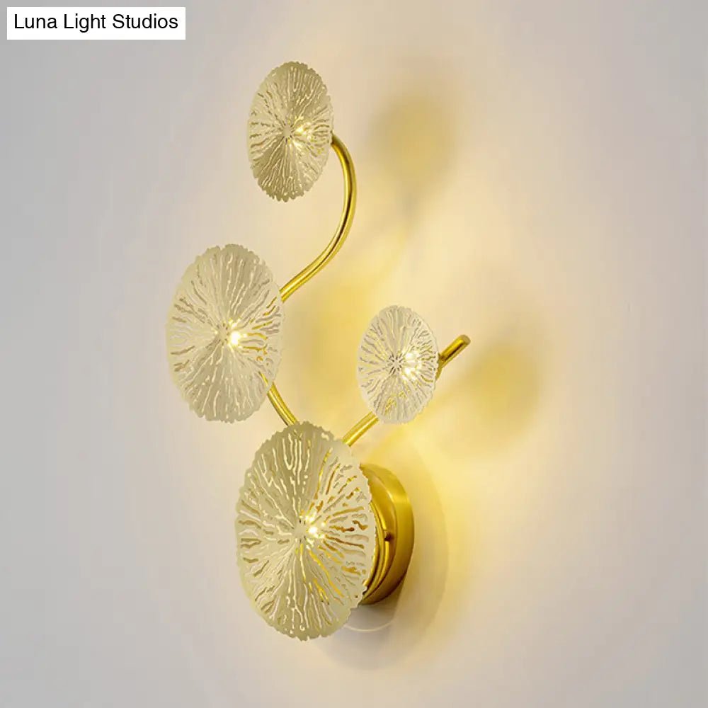 Lotus Leaf Metal Wall Sconce - Modern Mount Lamp For Living Room