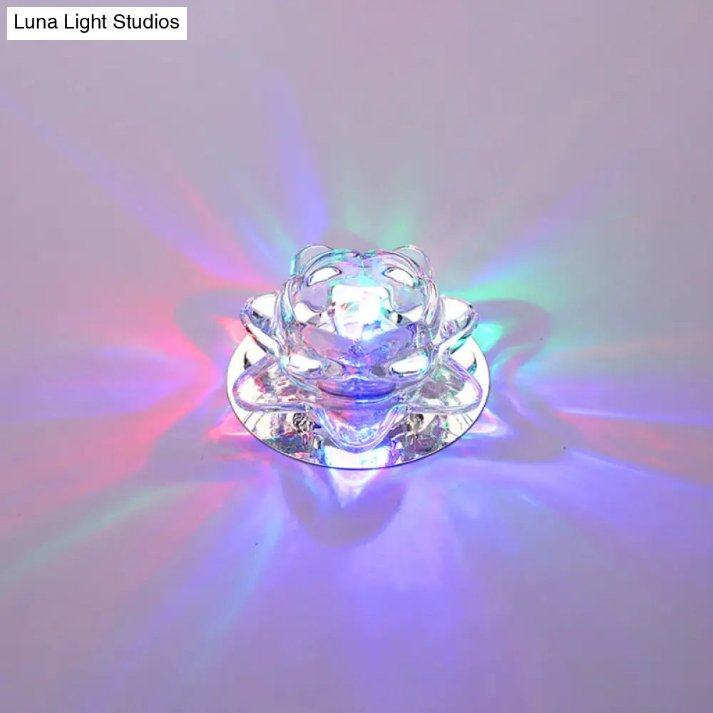 Lotus Led Crystal Spotlight: Modern Ceiling Fixture With Clear Flush Mount Lighting For Living Room