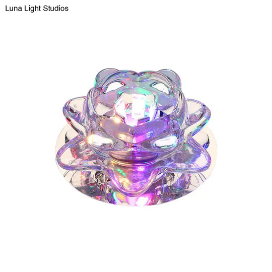 Lotus Led Crystal Spotlight: Modern Ceiling Fixture With Clear Flush Mount Lighting For Living Room