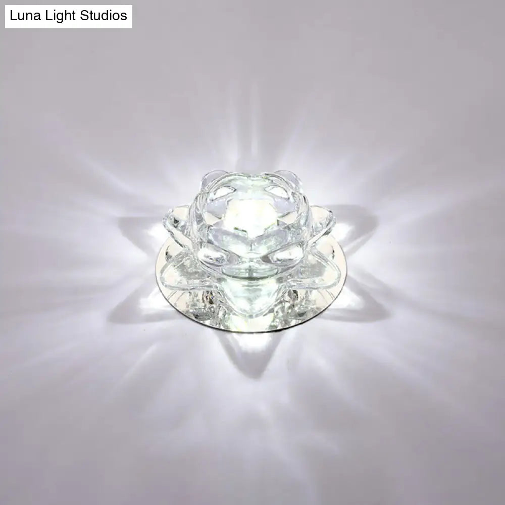 Lotus Led Crystal Spotlight: Modern Ceiling Fixture With Clear Flush Mount Lighting For Living Room
