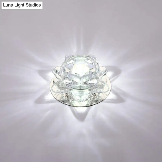 Lotus Led Crystal Spotlight: Modern Ceiling Fixture With Clear Flush Mount Lighting For Living Room