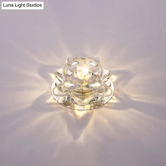 Lotus Led Crystal Spotlight: Modern Ceiling Fixture With Clear Flush Mount Lighting For Living Room