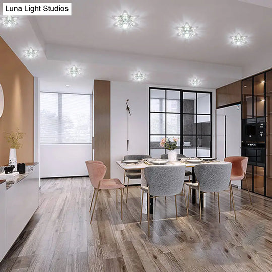 Lotus Led Crystal Spotlight: Modern Ceiling Fixture With Clear Flush Mount Lighting For Living Room