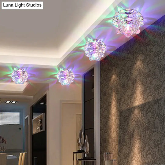 Lotus Led Crystal Spotlight: Modern Ceiling Fixture With Clear Flush Mount Lighting For Living Room