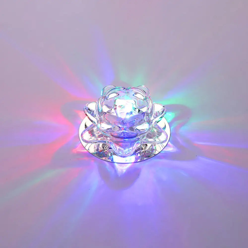 Lotus Led Crystal Spotlight: Modern Ceiling Fixture With Clear Flush Mount Lighting For Living Room