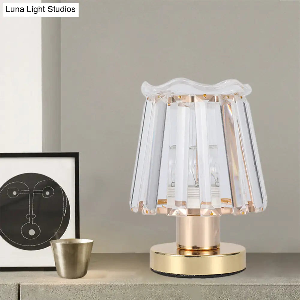 Louise - Gold Beveled Crystal Prisms Tapered Desk Light Minimalist 1 Reading Lamp In
