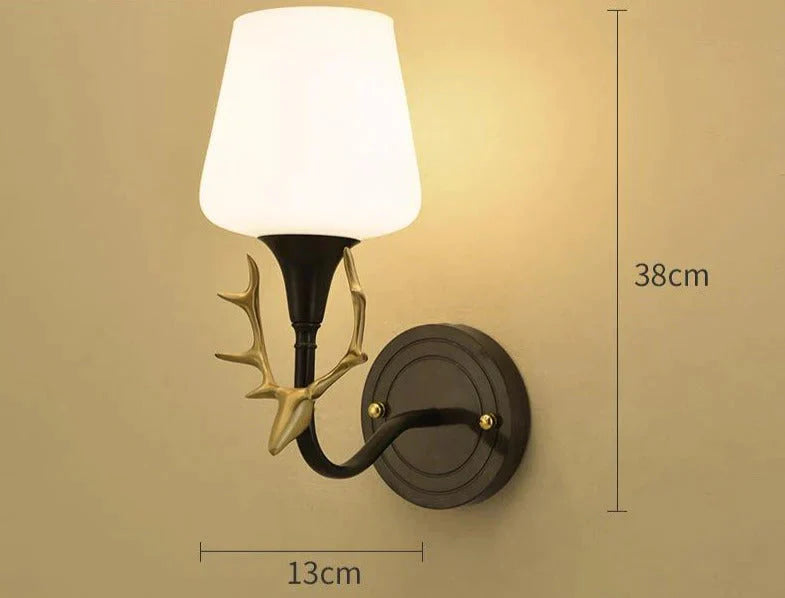 Belle applique murale en cuivre d'escalier de chevet de chambre à coucher Antler