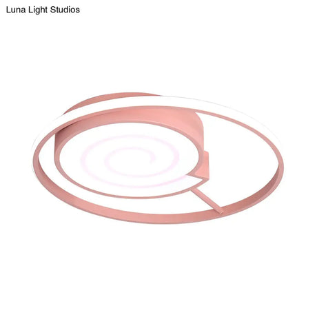 Lovely Lollipop Led Ceiling Lamp For Kids’ Bedrooms - Acrylic Flush Mount Light With Ring
