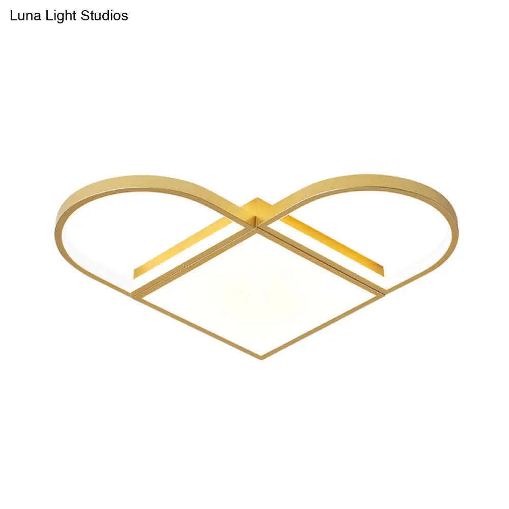 Loving Heart Led Acrylic Ceiling Light Fixture In Gold For Living Room