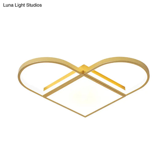 Loving Heart Led Acrylic Ceiling Light Fixture In Gold For Living Room