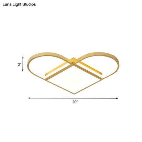 Loving Heart Led Acrylic Ceiling Light Fixture In Gold For Living Room