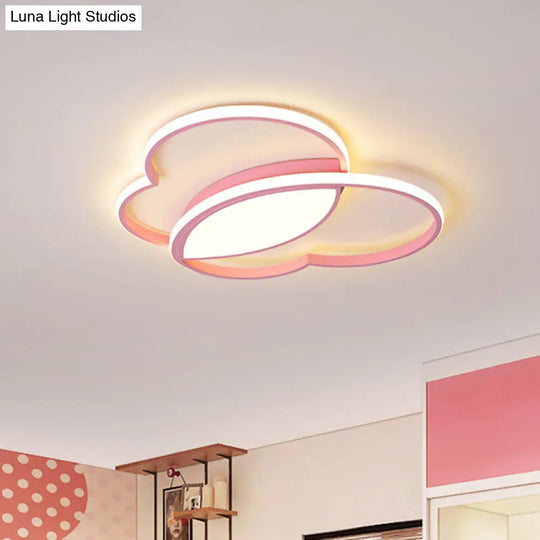 Loving Heart Led Flush Mount Ceiling Light Fixture - Nordic Style For Nursery (White/Pink/Blue) Pink