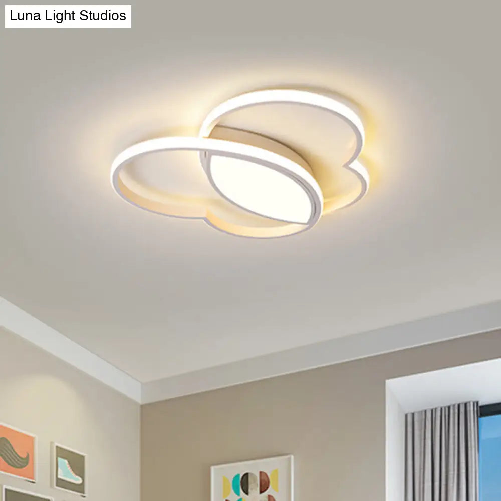 Loving Heart Led Flush Mount Ceiling Light Fixture - Nordic Style For Nursery (White/Pink/Blue)
