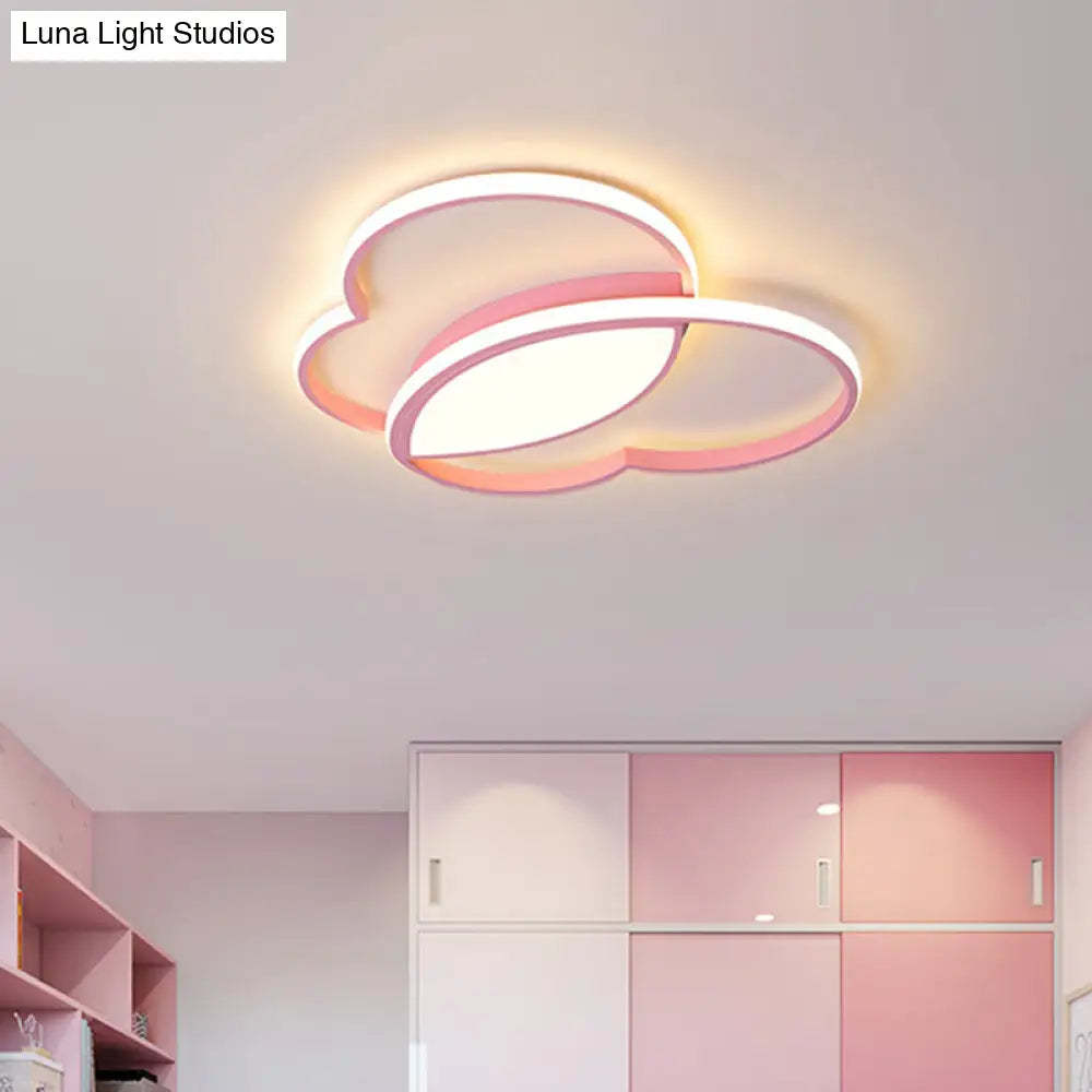 Loving Heart Led Flush Mount Ceiling Light Fixture - Nordic Style For Nursery (White/Pink/Blue)