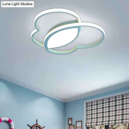 Loving Heart Led Flush Mount Ceiling Light Fixture - Nordic Style For Nursery (White/Pink/Blue)
