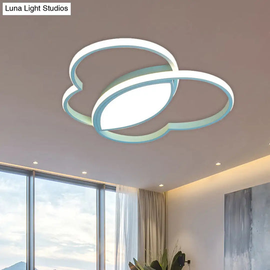 Loving Heart Led Flush Mount Ceiling Light Fixture - Nordic Style For Nursery (White/Pink/Blue) Blue