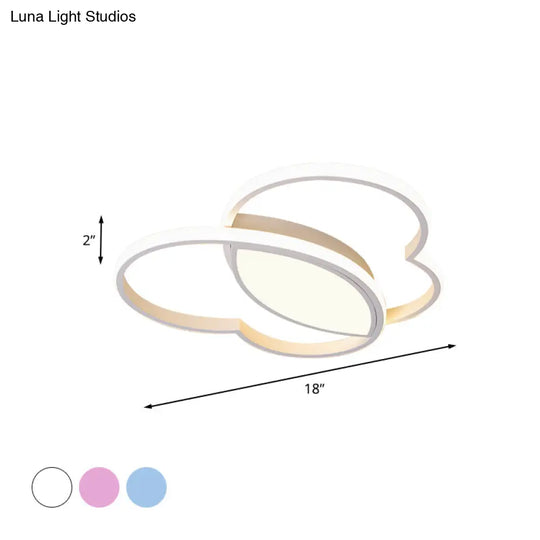 Loving Heart Led Flush Mount Ceiling Light Fixture - Nordic Style For Nursery (White/Pink/Blue)