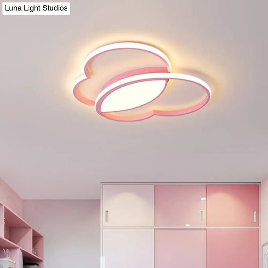 Loving Heart Led Flush Mount Ceiling Light Fixture - Nordic Style For Nursery (White/Pink/Blue)