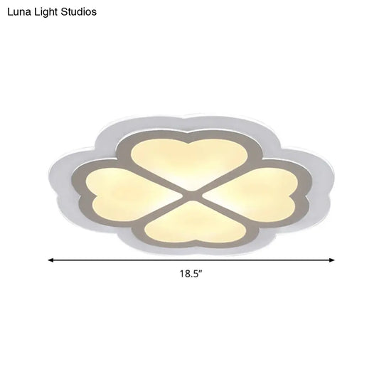 Loving Heart Petal Flush Ceiling Light - Romantic Acrylic Led Lamp For Nursing Room (White)
