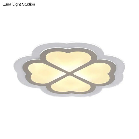 Loving Heart Petal Flush Ceiling Light - Romantic Acrylic Led Lamp For Nursing Room (White)