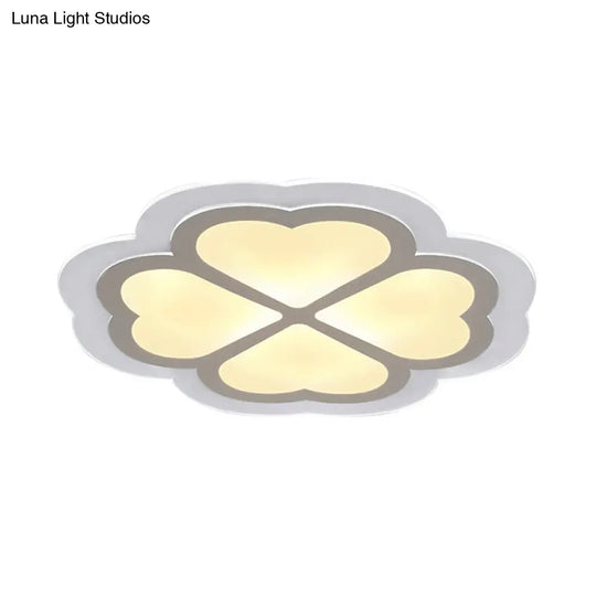 Loving Heart Petal Flush Ceiling Light - Romantic Acrylic Led Lamp For Nursing Room (White)