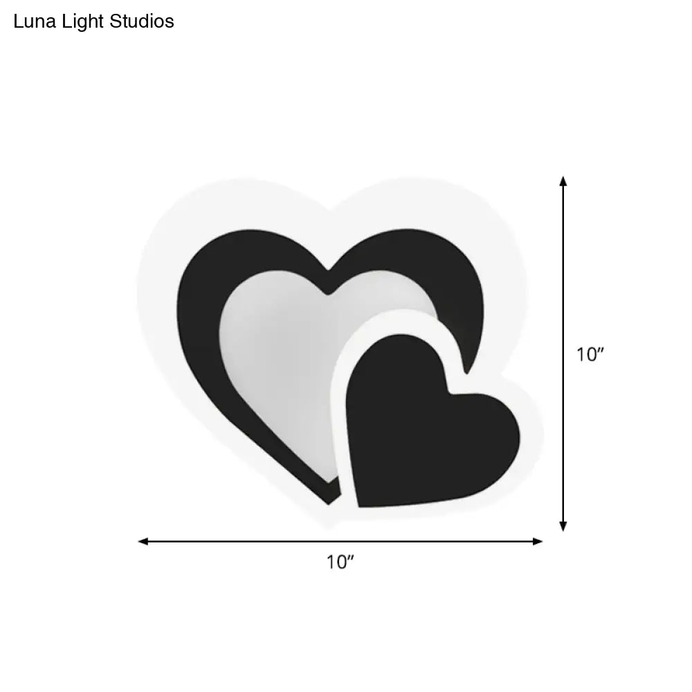 Loving Heart Sconce Lighting: Nordic Acrylic Led Wall Lamp Fixture - Black Perfect For Living Room