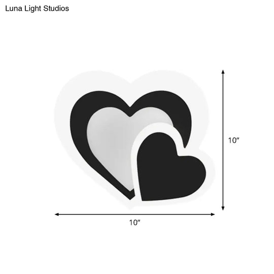 Loving Heart Sconce Lighting: Nordic Acrylic Led Wall Lamp Fixture - Black Perfect For Living Room