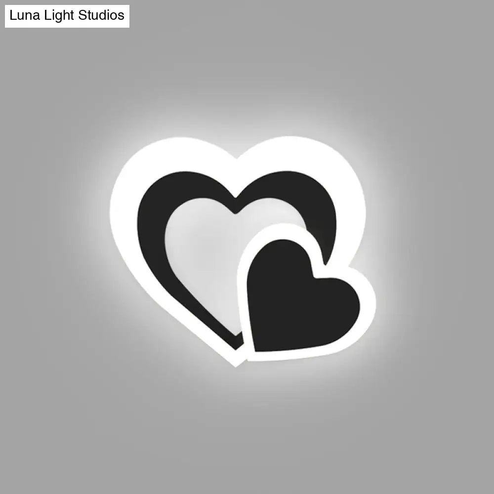 Loving Heart Sconce Lighting: Nordic Acrylic Led Wall Lamp Fixture - Black Perfect For Living Room