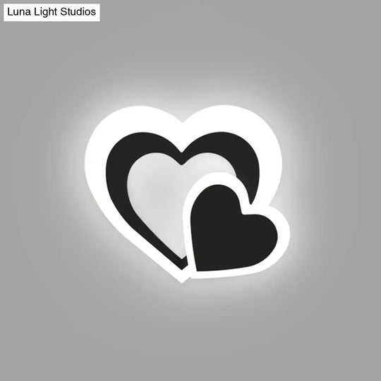 Loving Heart Sconce Lighting: Nordic Acrylic Led Wall Lamp Fixture - Black Perfect For Living Room
