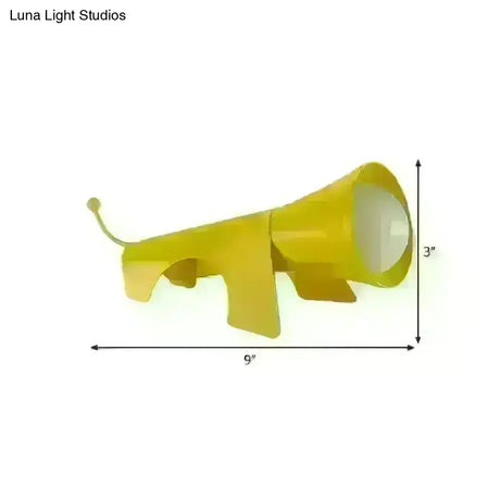 Lucy - Cartoon Red/Yellow Night Table Lamp Dog-Like Metallic Shade