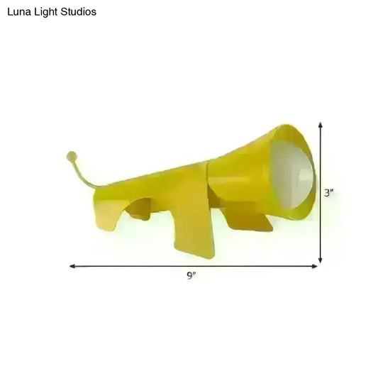 Lucy - Cartoon Red/Yellow Night Table Lamp Dog-Like Metallic Shade