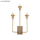 Luxurious Metal Bell Sconce Light Fixture 3-Bulb Wall Mounted Lighting In Elegant Gold