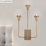 Luxurious Metal Bell Sconce Light Fixture 3-Bulb Wall Mounted Lighting In Elegant Gold