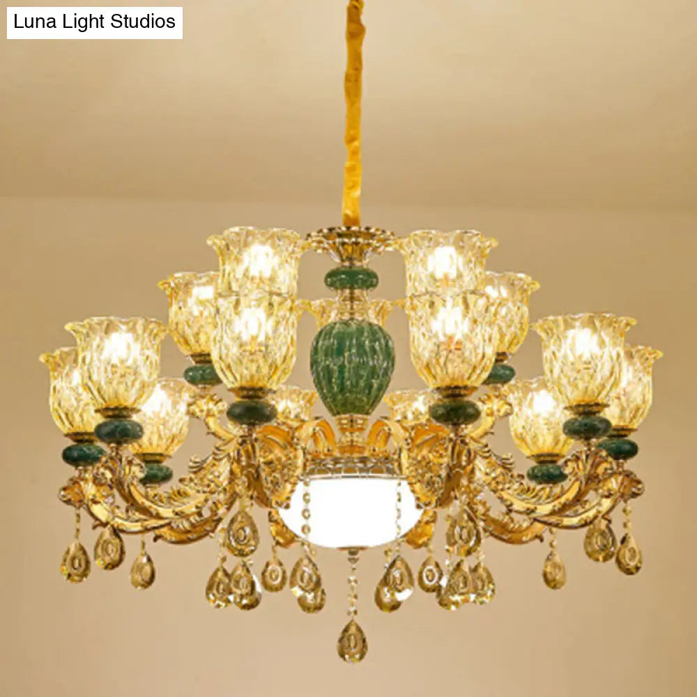 Luxury Crystal Clear Chandelier: Elegant Hanging Light For Living Room