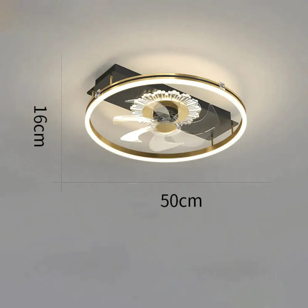 Luxury Fan Living Room Round Ceiling Lamp Simple Lamps Black / A / Stepless dimming Ceiling