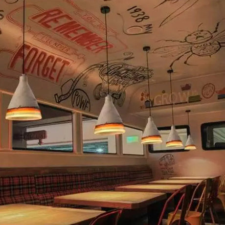 Mã©Lodie - Vintage Dark Blue/Light Blue/Orange Conic Pendant Light Antique Style Cement 1 Head