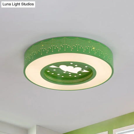 Macaron Acrylic Led Ceiling Lamp - Blue/Yellow/Green 16/19.5/23.5 Round Flush Mount Bedroom Lighting