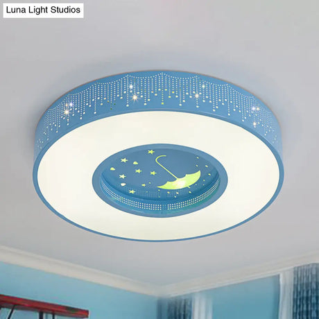 Macaron Acrylic Led Ceiling Lamp - Blue/Yellow/Green 16/19.5/23.5 Round Flush Mount Bedroom Lighting